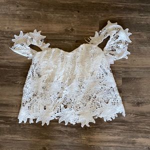 ASTR - White Crop Top w/ Lace